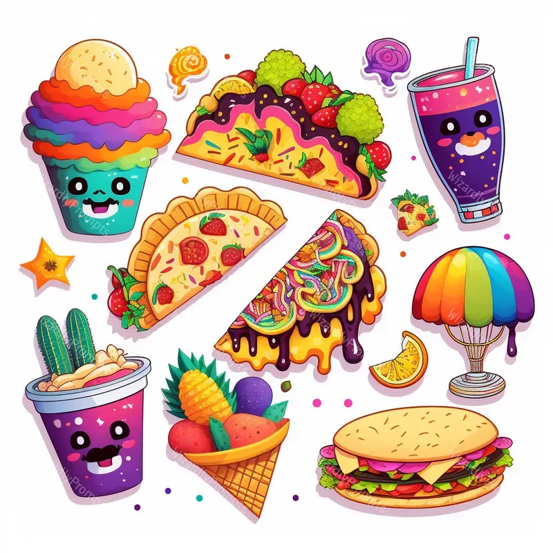 Cute Rainbow Food Stickers
