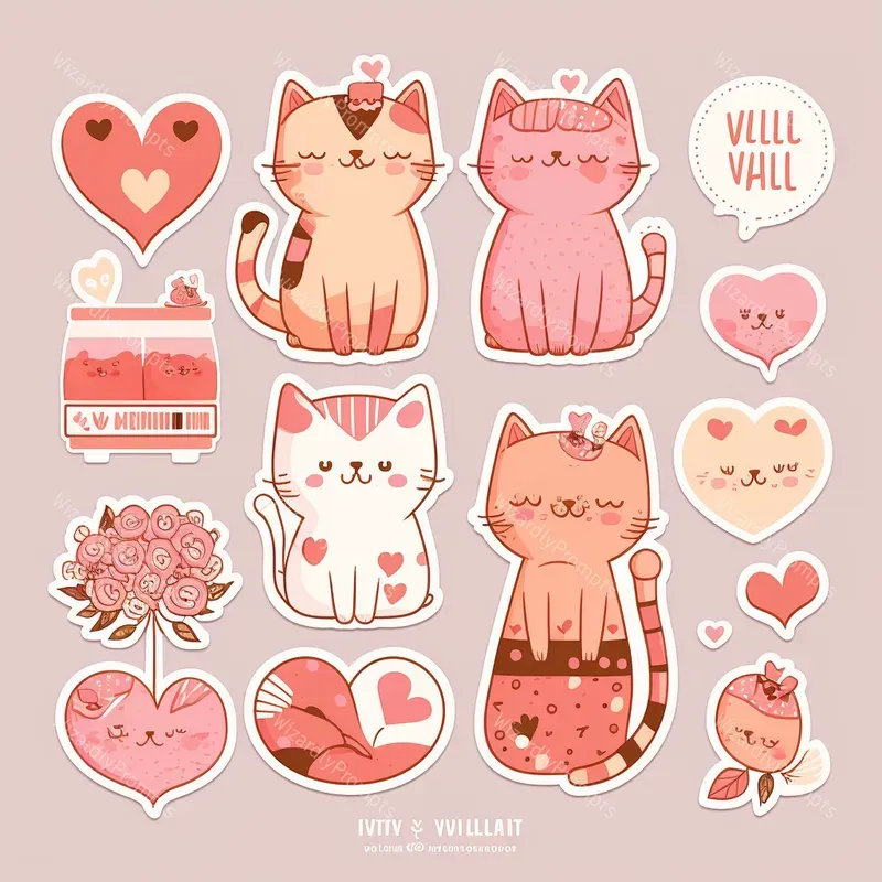 Dog And Cat Valentines Stickers