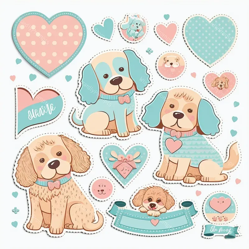 Dog And Cat Valentines Stickers