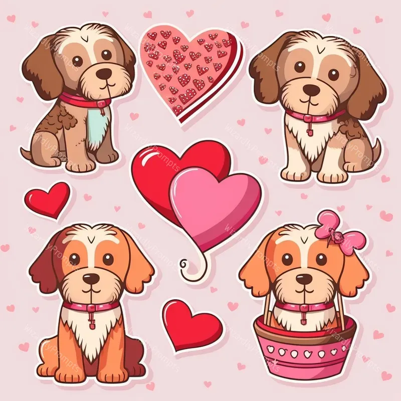 Dog And Cat Valentines Stickers