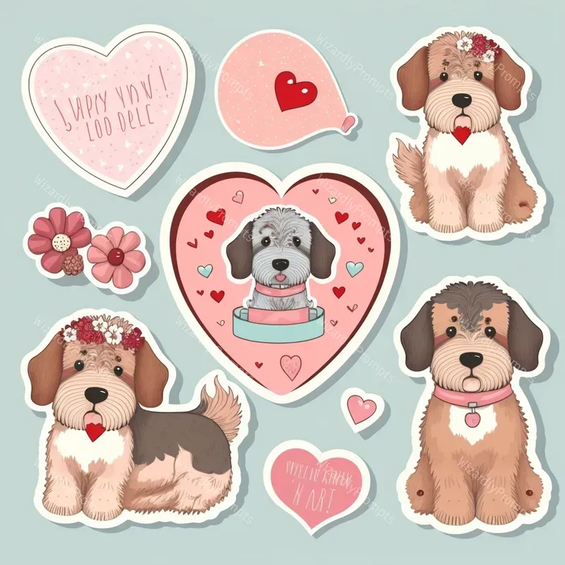 Dog And Cat Valentines Stickers