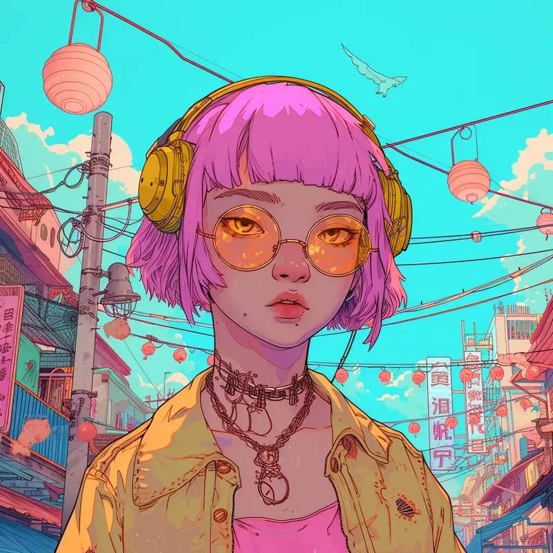 Cyberpunk Lofi Comic Illustration Style
