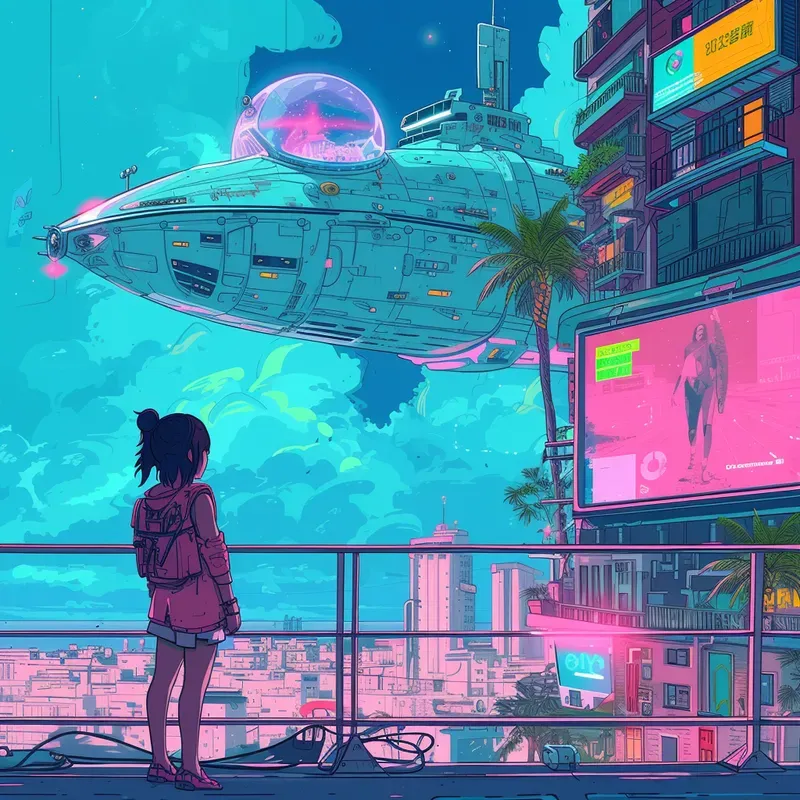 Cyberpunk Lofi Comic Illustration Style