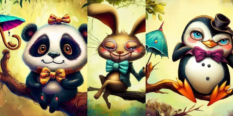 Quirky And Playful Animal Illustrations generated by undefined