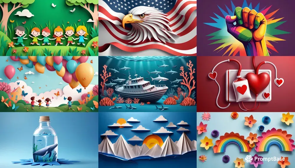 3D Papercut Digital Illustrations