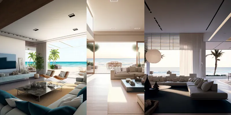 Beach House Living Rooms generated by undefined