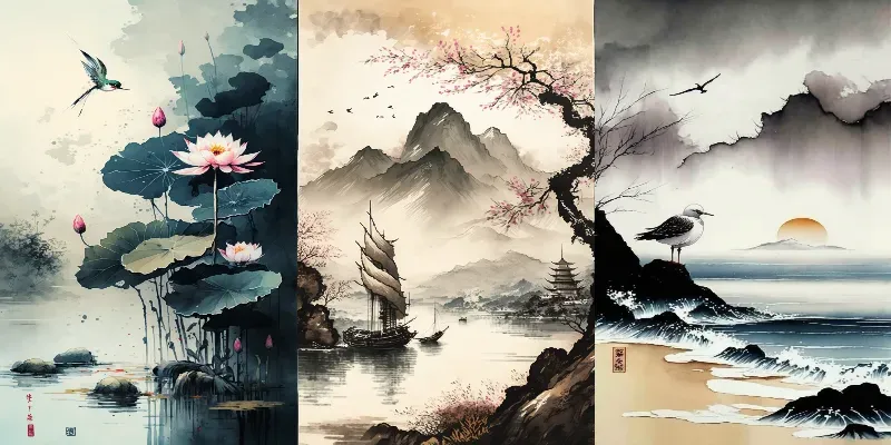 Serenities In Chinese Ink Paintings generated by undefined