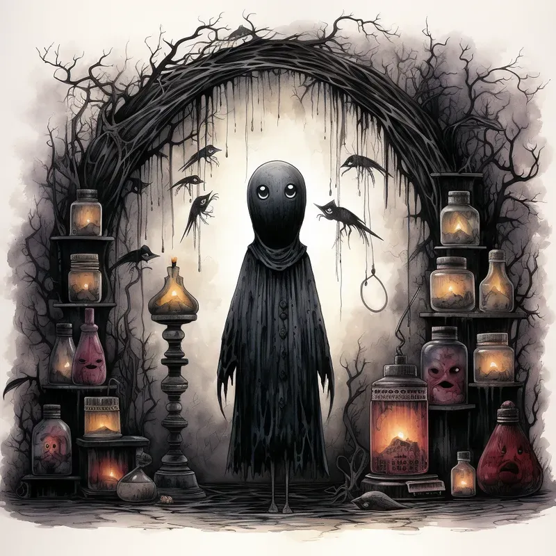 Whimsical Gothic Cartoon Drawings