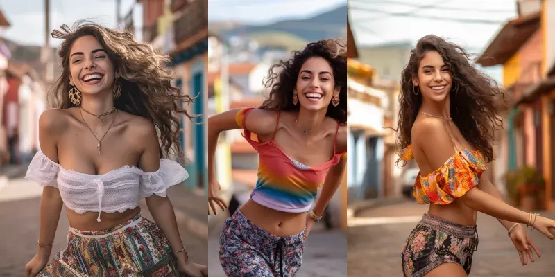 Realistic Smiling Girls In Dancing Poses generated by undefined
