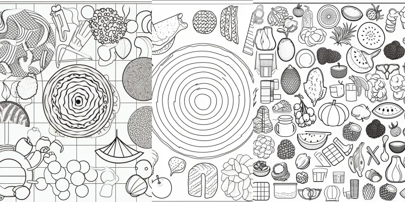 Food Kawai Pattern Coloring Pages generated by undefined