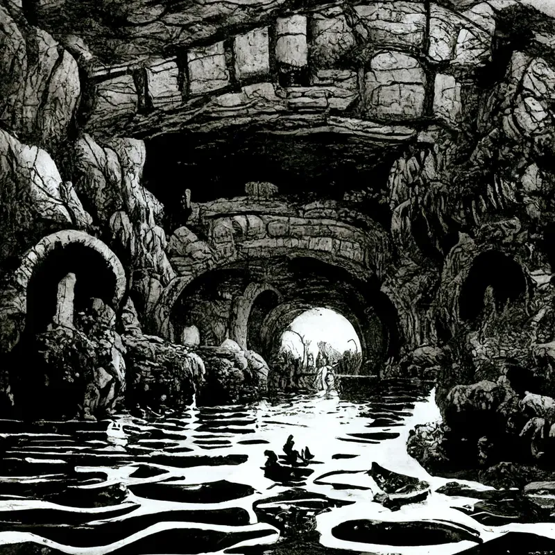 Black And White Ink 1980 Fantasy Novel Drawings