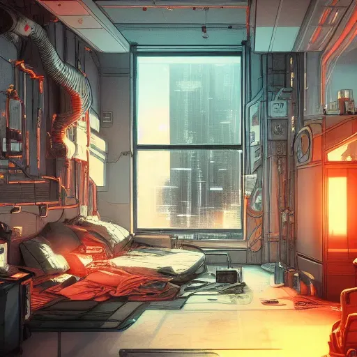 Cyberpunk Apartment Bedroom