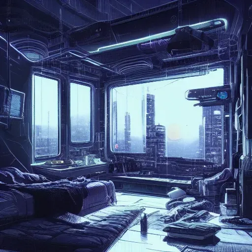 Cyberpunk Apartment Bedroom
