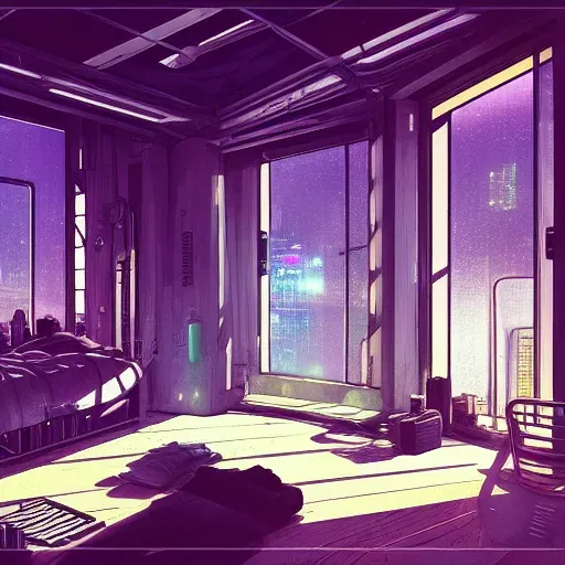 Cyberpunk Apartment Bedroom