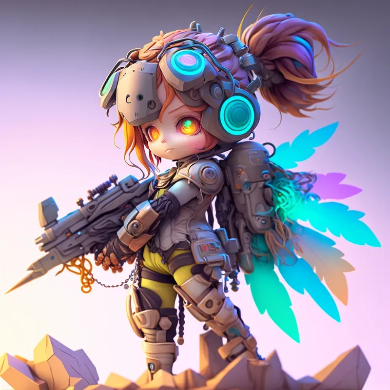 Cute Chibi Mech Warrior Girls