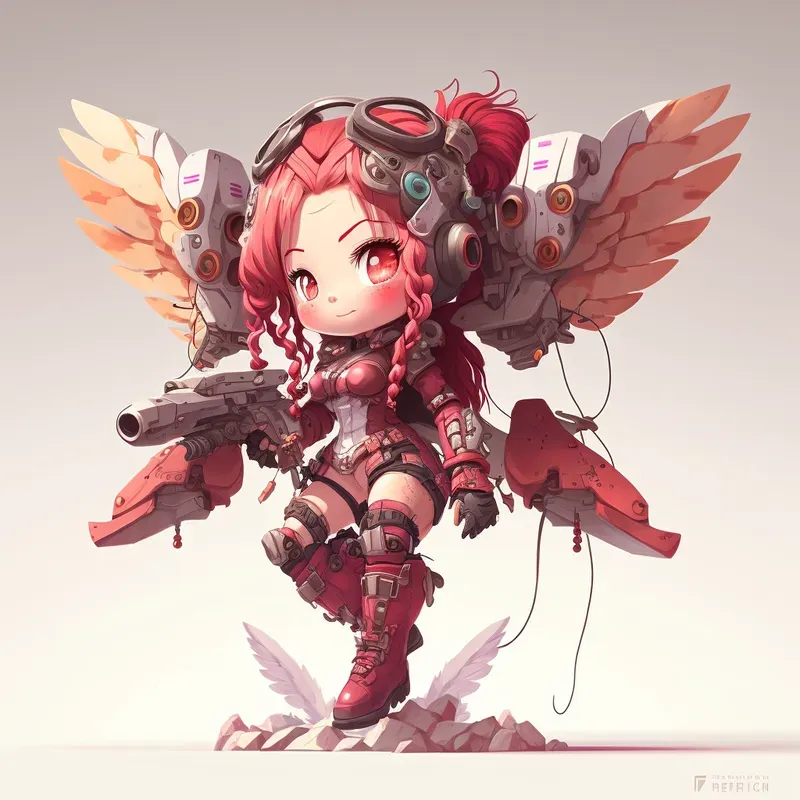 Cute Chibi Mech Warrior Girls