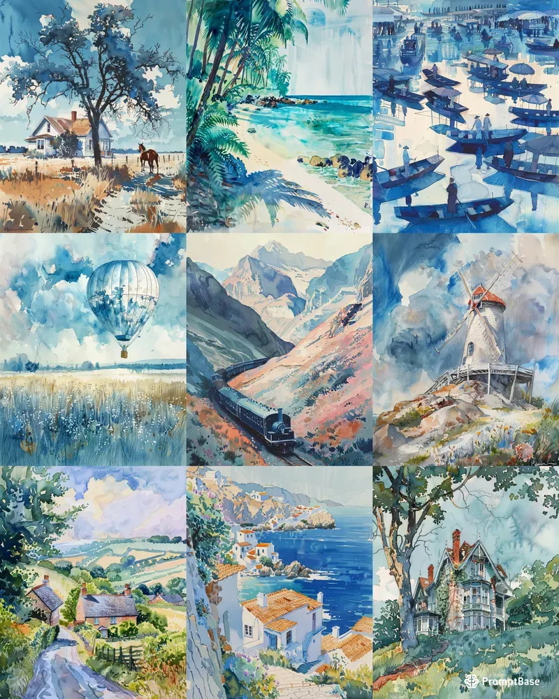 Watercolor Landscape Paintings Printables