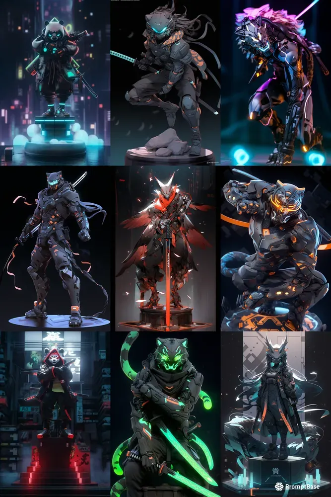 Customizable Neon Cyberpunk Ninjas