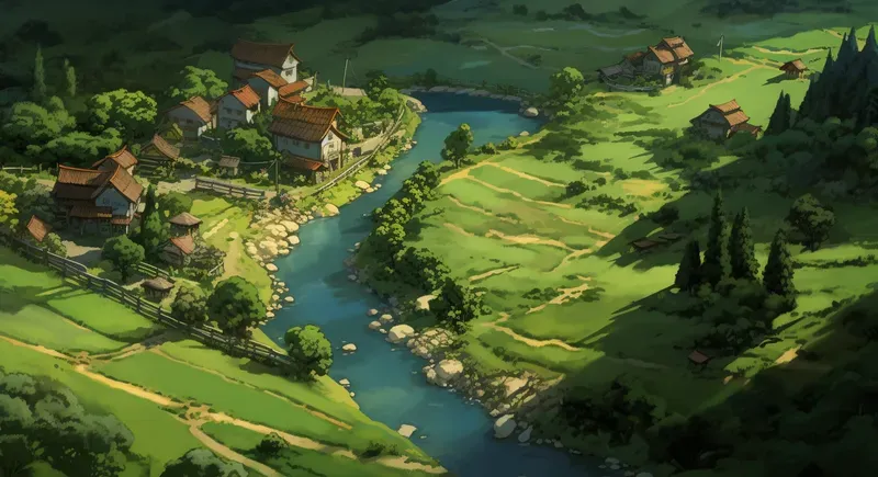 Ghibli Style Landscape Scenes