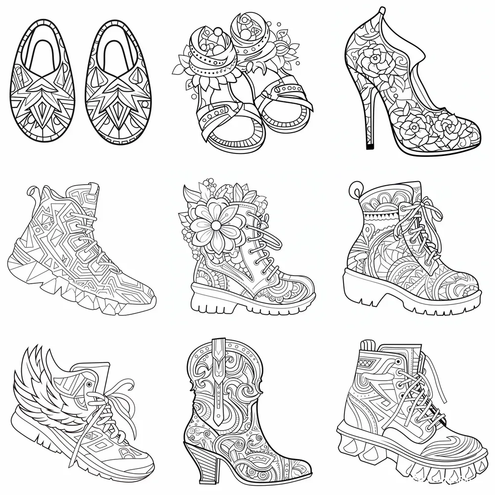 Shoes Fashion Coloring Pages For Teens