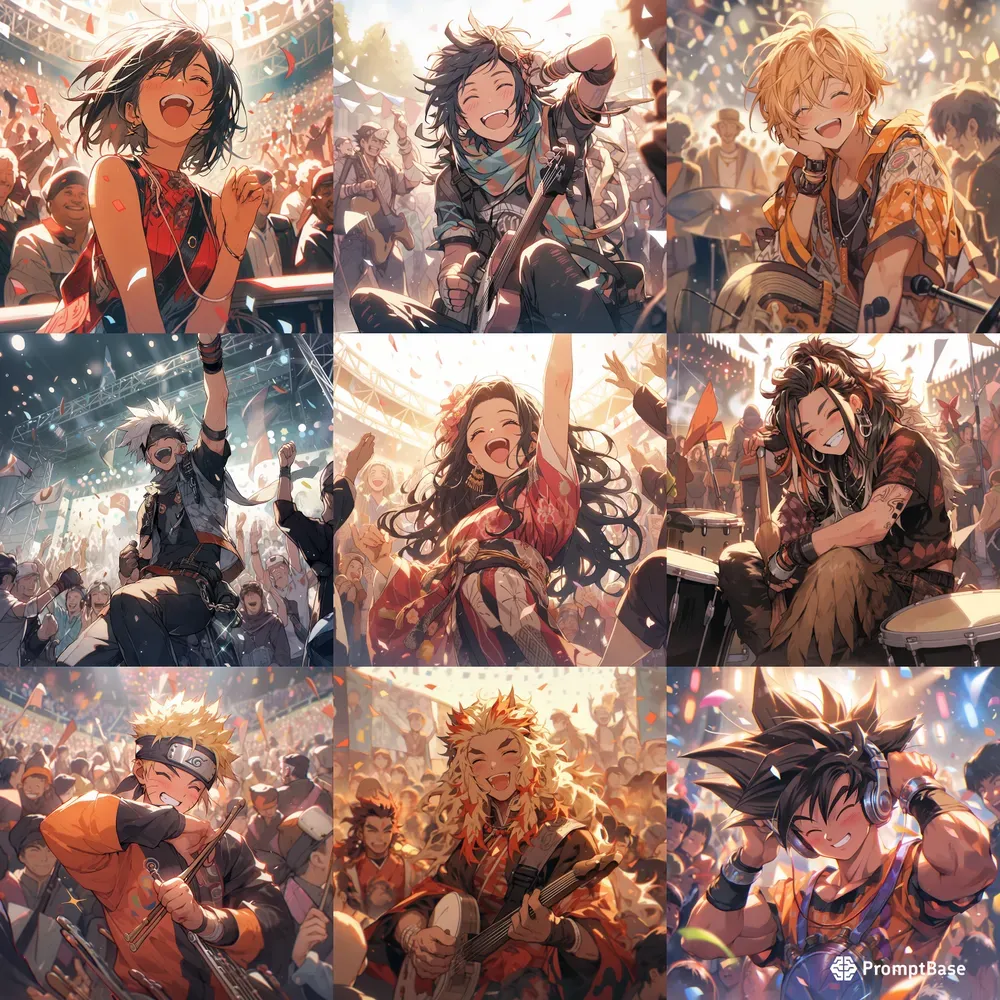 Anime Characters Enjoying At Parties