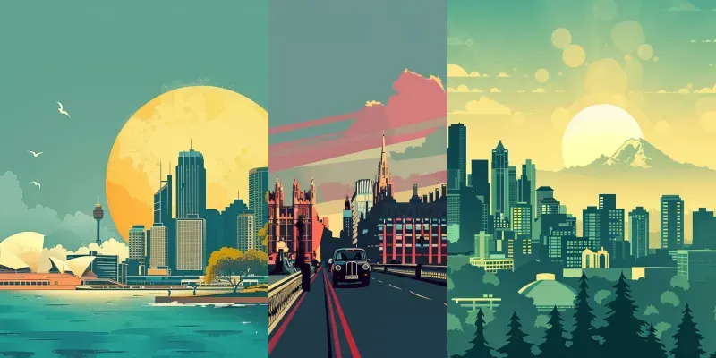 Vintage Postcards Of Famous Cities generated by undefined