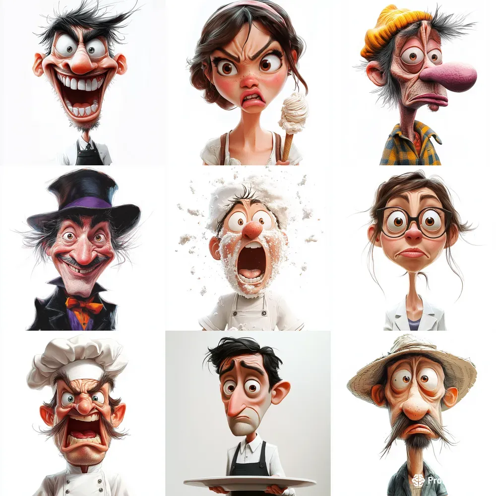 Exaggerated Cartoon Caricatures