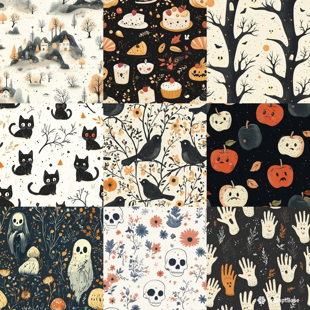 Seamless Spooky Cute Patterns