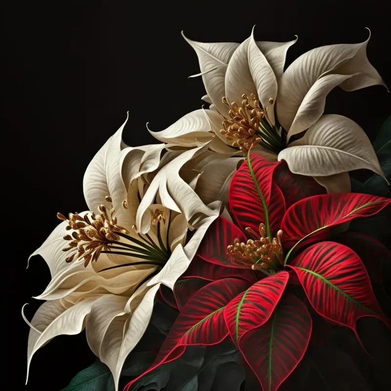 Christmas Poinsettias Close Ups For Holidays