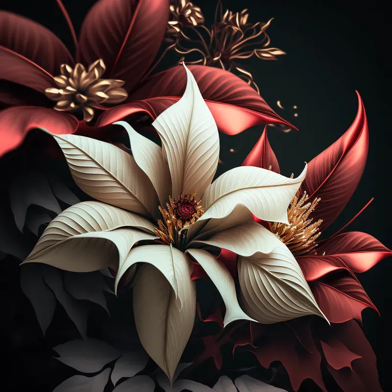 Christmas Poinsettias Close Ups For Holidays