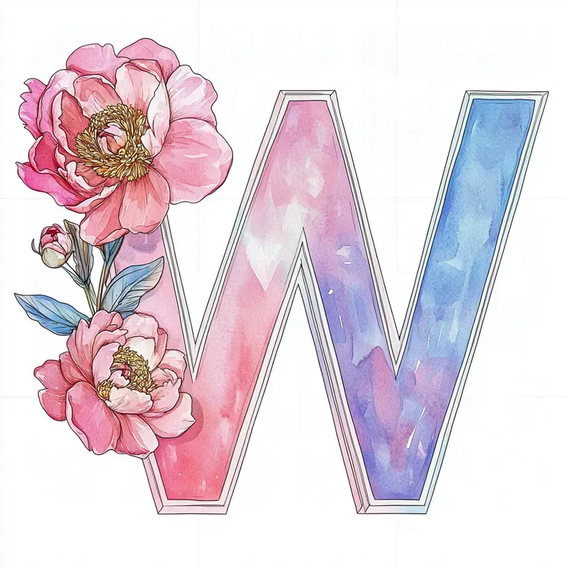 Cute Floral Letters In Pink Style