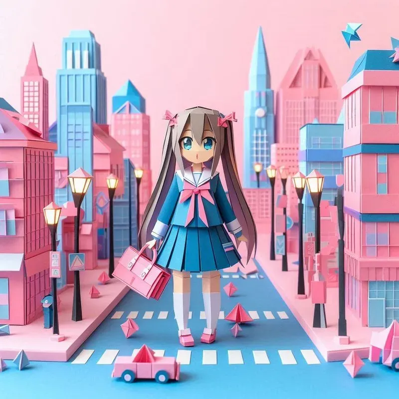 Origami Anime Character Scenes
