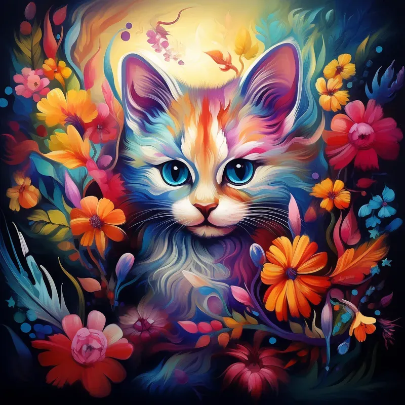 Paintings Of With Colorful Flowers