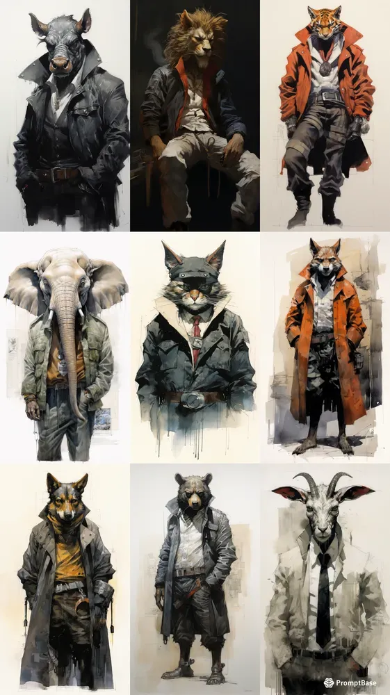 Sly Anthropomorphic Detective Animals