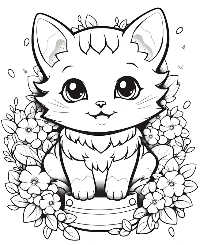 Kawaii Animals Anime Coloring Pages