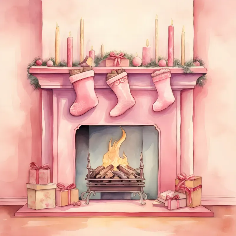 Pink Christmas Cards Junk Journal Art