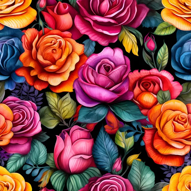 Watercolor Flowers Seamless Patterns