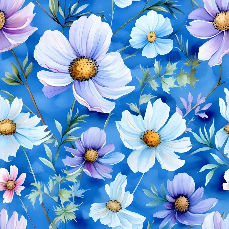 Watercolor Flowers Seamless Patterns
