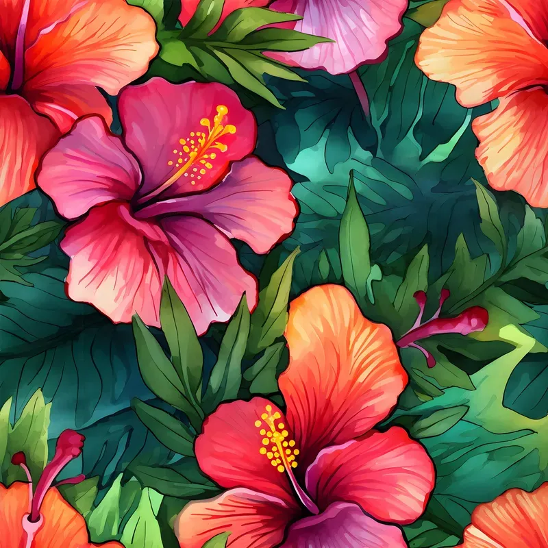 Watercolor Flowers Seamless Patterns