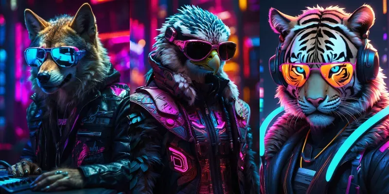 Futuristic Neon Cyberpunk Animals generated by undefined