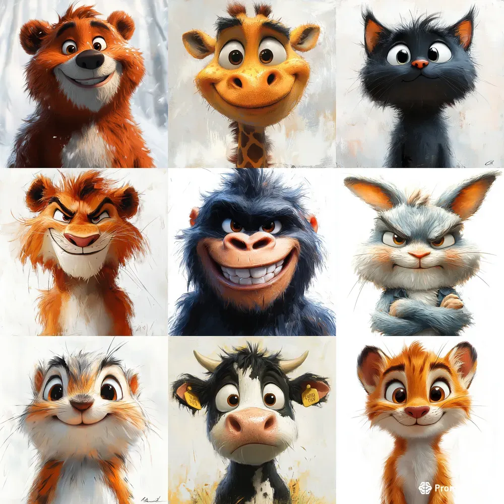 Whimsical Animal Caricature Art