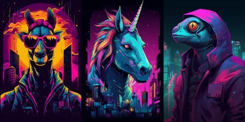 Cyberpunk Neon Wildlife Animals generated by midjourney
