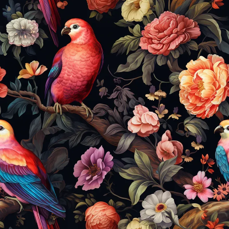 Dark Chintz Patterns Fabricswallpapers