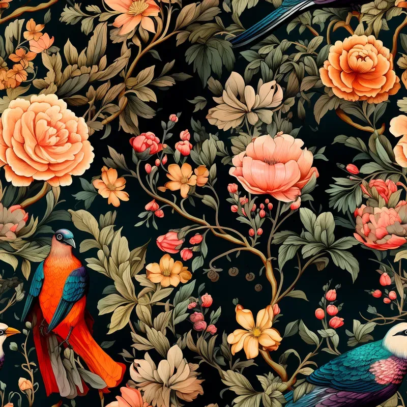 Dark Chintz Patterns Fabricswallpapers