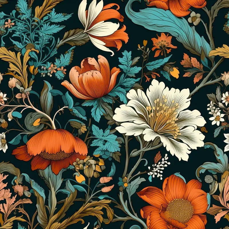 Dark Chintz Patterns Fabricswallpapers