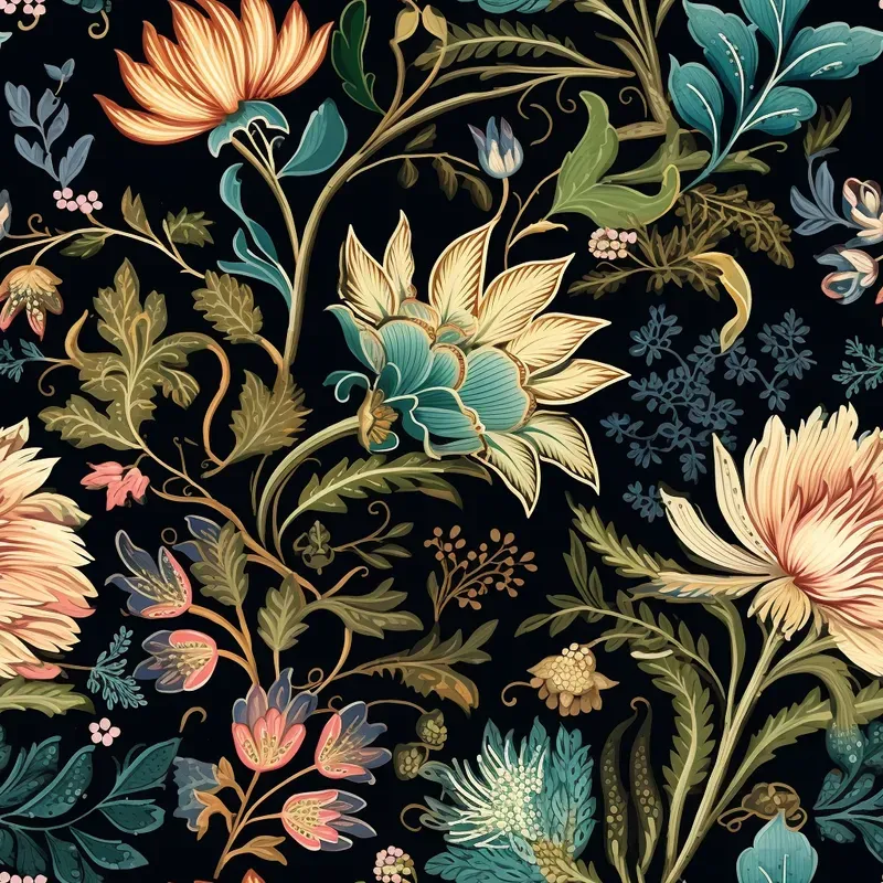 Dark Chintz Patterns Fabricswallpapers