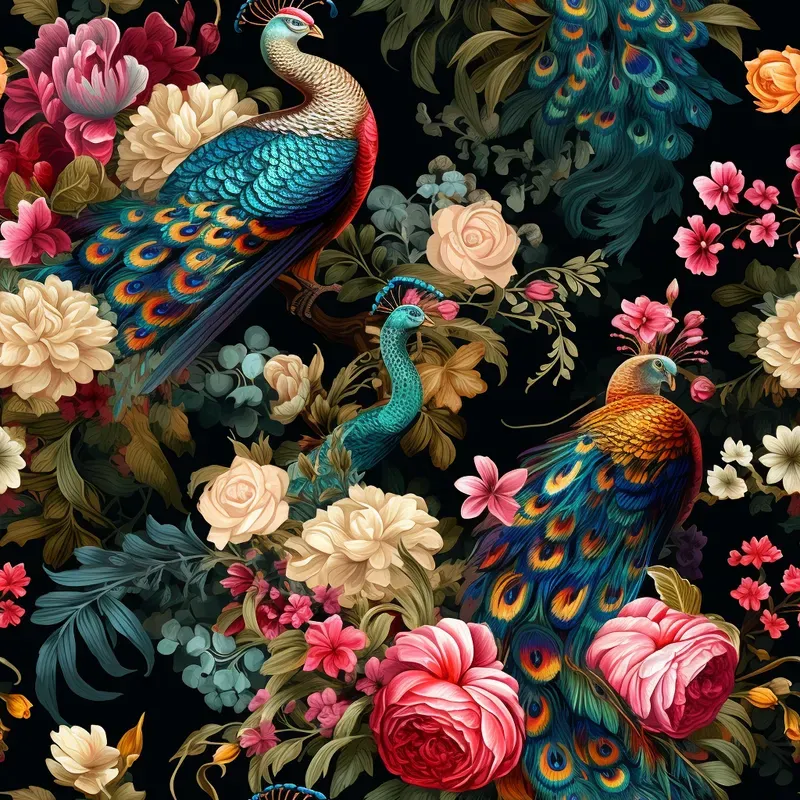 Dark Chintz Patterns Fabricswallpapers