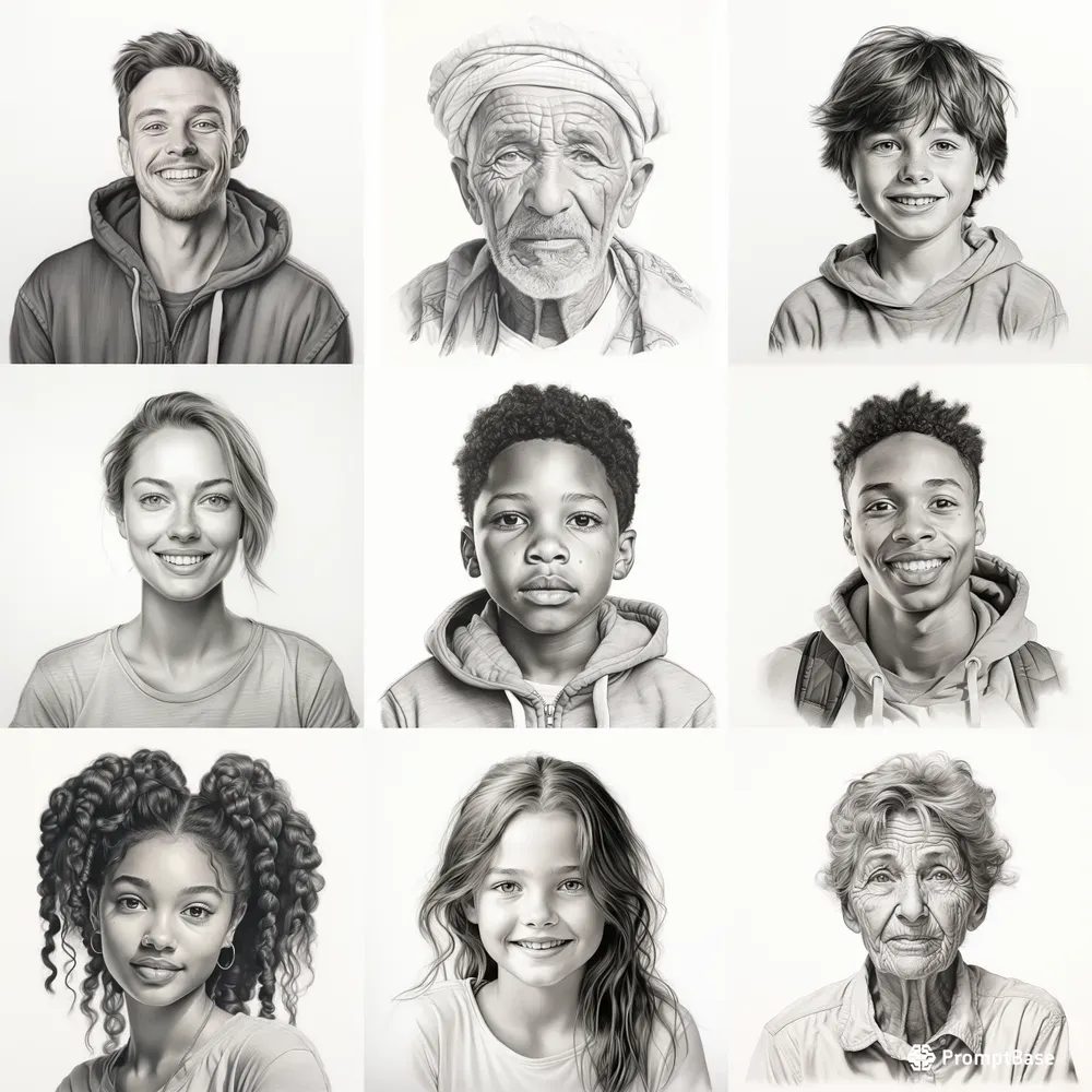 Realistic Portrait Pencil Sketch Drawings