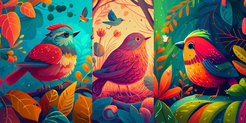 Vibrant Bird Illustration generated by undefined
