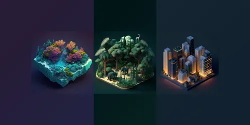 Isometric Places generated by midjourney